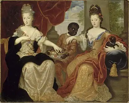 Madame de Montespan's two surviving daughters: the blonde Mademoiselle de Blois, with her older brunette sister, the Mademoiselle de Nantes