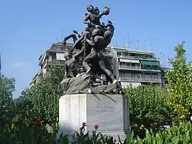 The sculptural complex at the center of the square