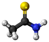 Ball-and-stick model of the thioacetamide molecule