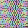 Floret pentagonal tiling, dual to a semiregular tiling and one of 15 monohedral pentagon tilings