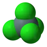 Space-filling model of anhydrous SnCl4.