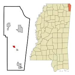 Location of Paden, Mississippi