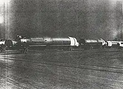 Titan-I ICBM SM vehicles being destroyed at Mira Loma AFS for the SALT-1 Treaty