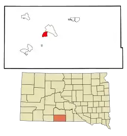 Location in Todd County and the state of South Dakota