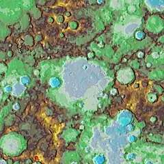 Topographic map centered on Tolstoj