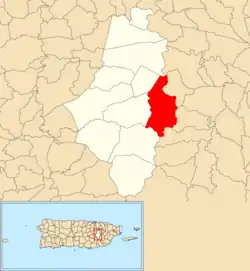 Location of Tomás de Castro within the municipality of Caguas shown in red