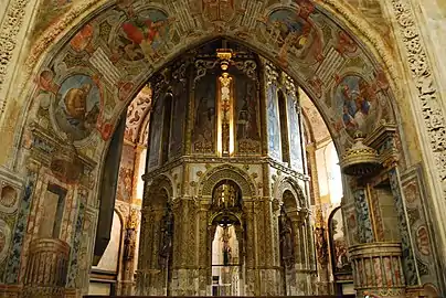 Entrance of the Charola, with its mural paintings.