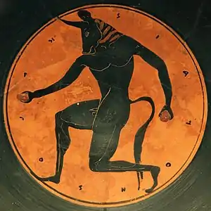 The Minotaur, tondo of an Attic bilingual kylix.