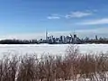 The Leslie Spit in winter looking towards downtown Toronto.