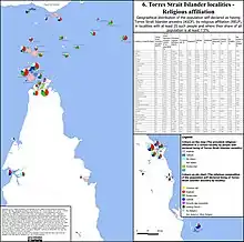 Religious affiliations of Torres Strait islanders in localities with significant share of Torres Strait islander population