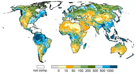 Total Renewable Water Resources by WaterGAP in mm per year