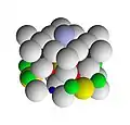 Oblique view of a single unit of the tourmaline crystal structure.