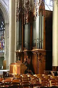 The organist at the keyboard