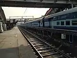 A passenger train standing on platform 3 in Patna Junction.