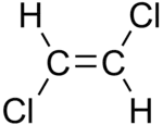 Skeletal formula of trans-1,2-dichloroethene