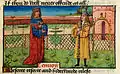 Folio 19r.: Translator addressing his master, in a garden.