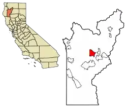 Location of Junction City in Trinity County, California.