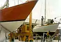 Working on the boat at the Joint Services Sailing Center, Gosport