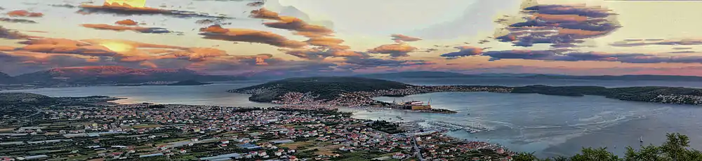 Trogir panorama from NW mountain belveder