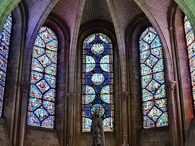 Windows of the axis chapel of the apse, dedicated to the Virgin Mary (13th–19th c.)