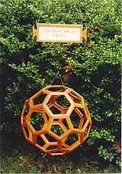 Truncated icosahedron (or soccer ball shape), cherry, about 14 inches in diameter, by G.W. Hart