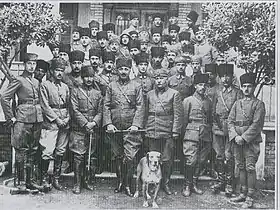 Mirliva Fahrettin Pasha on his first visit to İzmir with Turkish commanders