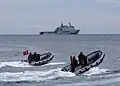 Turkish marines on F470 zodiac boats and Spanish landing platform dock Castilla (L-52) during Destined Glory 2005 (Loyal Midas) military exercise, October 7, 2005.