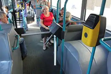 Turnstile in a bus in Moscow, Russia