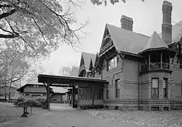 From the northeast, with the Mark Twain carriage house in the background, 1995