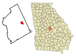 Location in Twiggs County and the state of Georgia