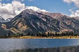 Northeast aspect of Twin Peaks and Rinker Peak (behind), from Twin Lakes