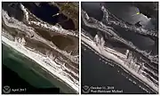 Aerial view showing sand dune erosion