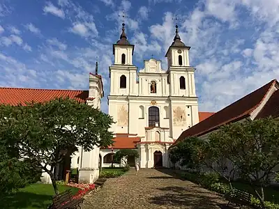 Church Of Blessed Virgin Mary, the Queen Of Angels, with a Late Baroque twin-tower façade completed in 1735, in the Tytuvėnai Monastery in Tytuvėnai