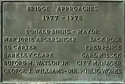 Plaque that commemorates the bridge approaches built in 1977 and 1978