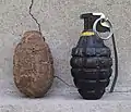 World War II era Mk2 grenade in restoration recovered in Rio de Janeiro, Brazil in 2013