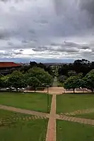 The Japonica Walk, a footpath connecting the Upper, Middle and Lower Campuses; it is lined with various flora, including japonica flowers and oak trees.