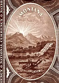 Montana state coat of arms from the reverse of the National Bank Note Series 1882BB