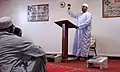 Air Force Muslim Chaplain Capt. Walid Habash speaks after Muslim prayer