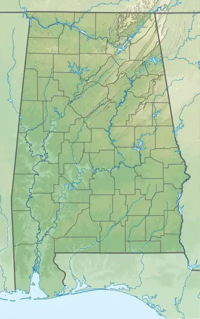 Location of Lewis Smith Lake in Alabama, USA.