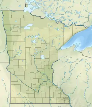 Location of Corny Lake in Minnesota