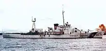 USCGC Duane (WPG-33) shelling targets in Vietnam in 1967, where the Coast Guard was a part of Operation Market Time