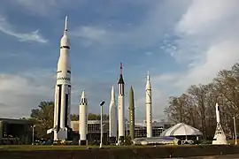 SA-D5 (left) at the U.S.  Space & Rocket Center, 2011.