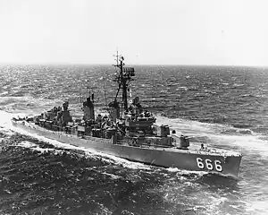 USS Black (DD-666), Steaming at sea, c. 1968.