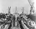 USS Claxton, Canberra and Killen in floating dry dock ABSD-2 on 2 December 1944