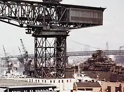 Franklin under repair at the Brooklyn Navy Yard in 1945