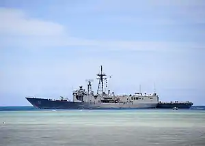 USS Gary (FFG-51) leaves Pearl Harbor in July 2014