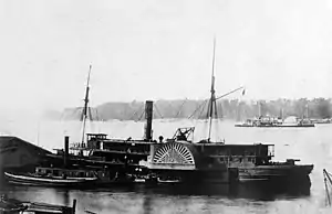 (Ex CSS) USS General Bragg, probably photographed at Cairo or Mound City, Illinois, circa 1862–63.