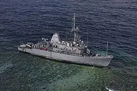 The USS Guardian aground in January 2013