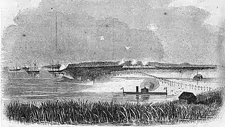 USS Montauk Attacks Fort McAllister