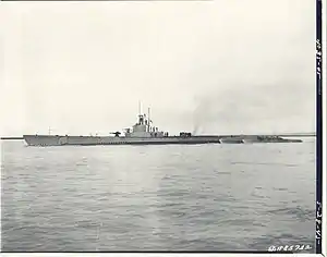 Pargo (SS-264), underway on 28 May 1945, off Mare Island, CA.